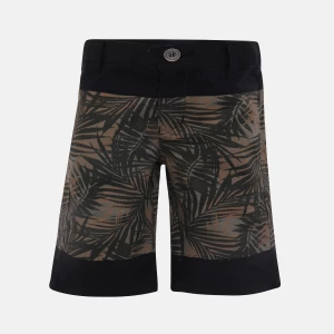 Black Printed Gabardine Short Pant
